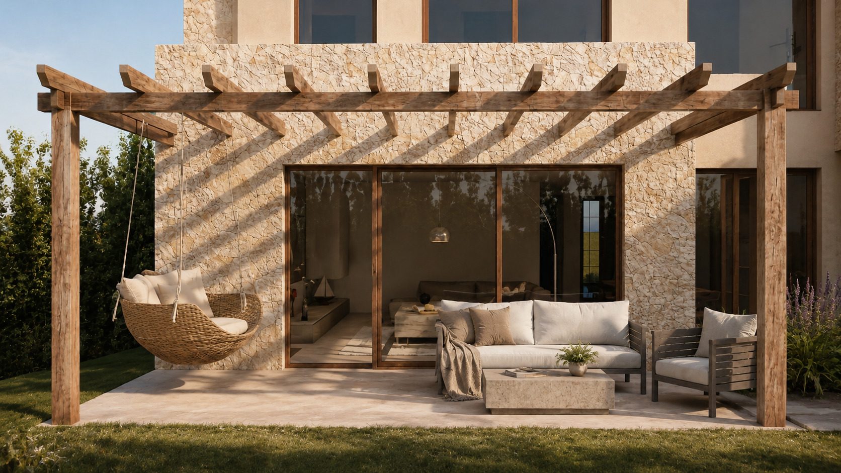 Casa Parral — Galería con pérgola