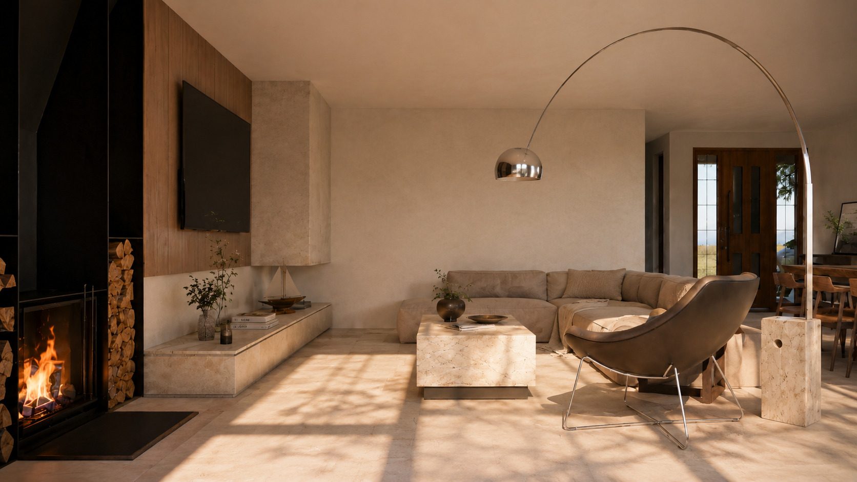 Casa Parral — Living con hogar